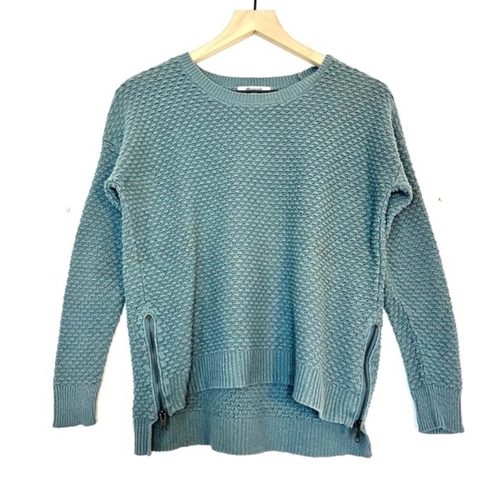 Madewell Landmark Textured Sweater with Side Zippers Moss Green Size Small - Picture 3 of 10